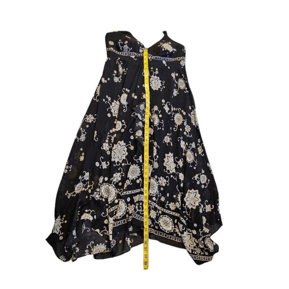 Halter Dress Sz 8 Plaza South Black Floral Assymmetric Cruise Resort Beach - Picture 10 of 11